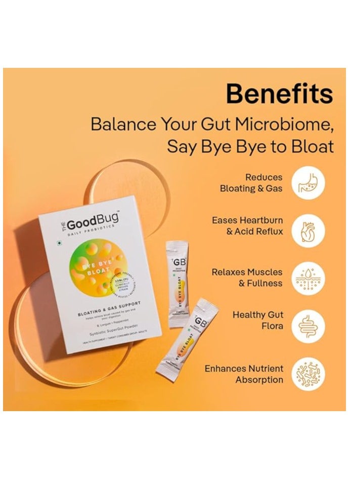 The Good Bug - The Good Bug Byebye Bloat Supergut Powder For Healthy Digestion | Pre & Probiotic Supplement That Helps With Bloating, Gas & Heartburn | 2.5 Billion Cfu Of Clinically Proven Strain | 30 Days Pack - Image 1