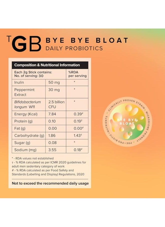 The Good Bug - The Good Bug Byebye Bloat Supergut Powder For Healthy Digestion | Pre & Probiotic Supplement That Helps With Bloating, Gas & Heartburn | 2.5 Billion Cfu Of Clinically Proven Strain | 30 Days Pack - Image 1