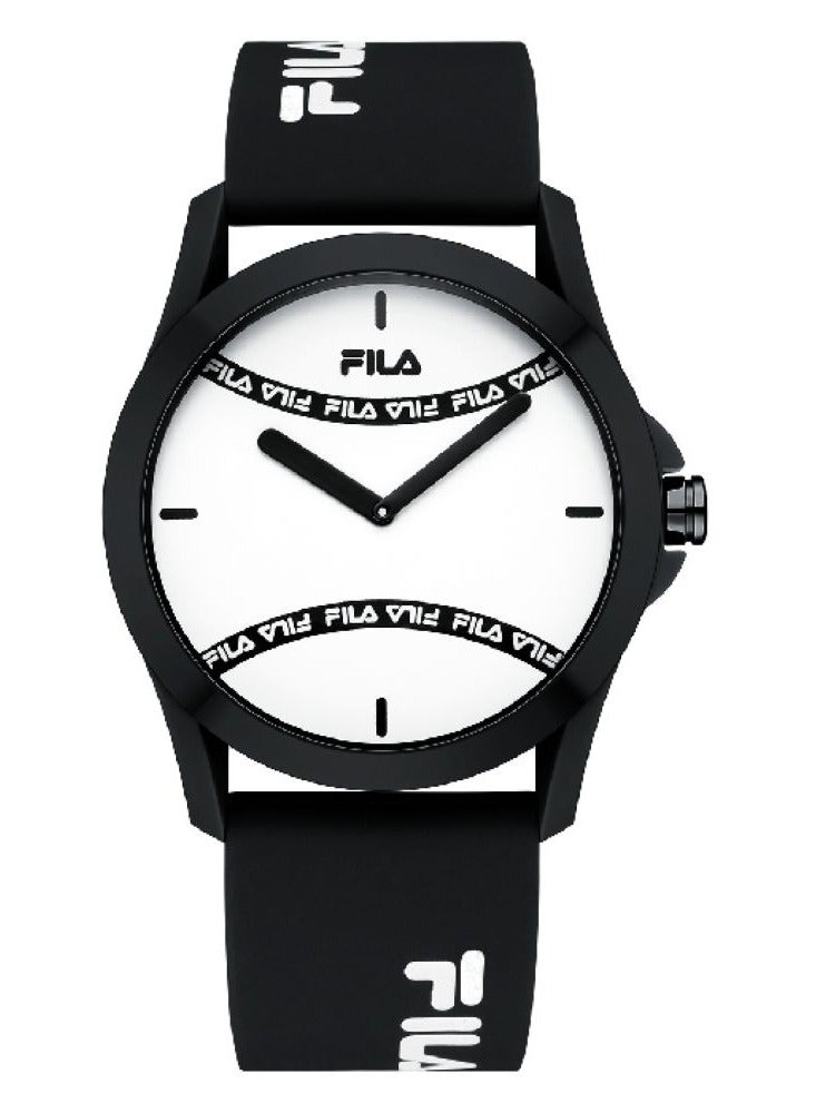 Fila Style Unisex Analog Watch ABS Case Black Silicone Strap, 38-864-003, size 43mm - Image 1