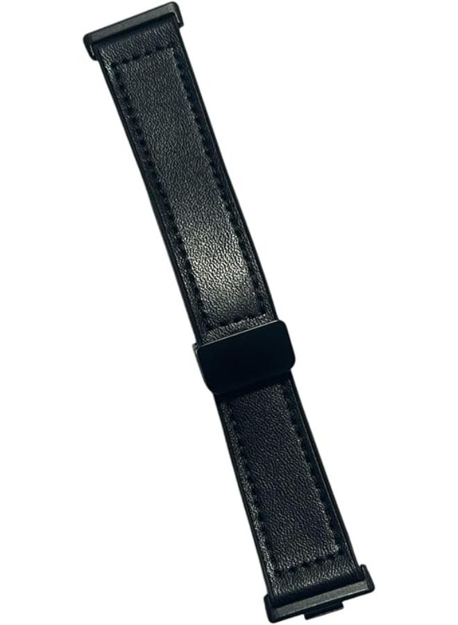 Compatible with Huawei Watch Fit 3 Magnetic Watch Soft Silicone Top Layer Woven Leather Watch - Magnetic Closure Watch - aStrap - Men Women (Black) - Image 1