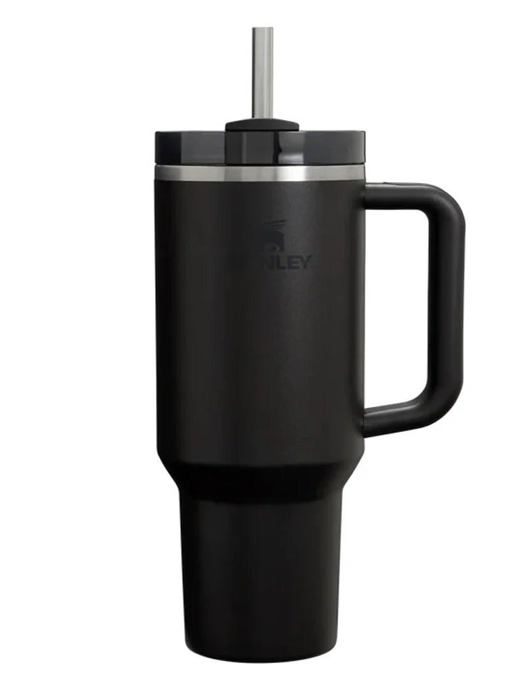 Stanley Mug, 40 oz Stanley Mug with Straw and Handle, Insulated Mug with Lid Travel Mug Stainless Steel Coffee Mug for Hot Iced Drinks, Travel Mug with Handle (Black) - Image 1
