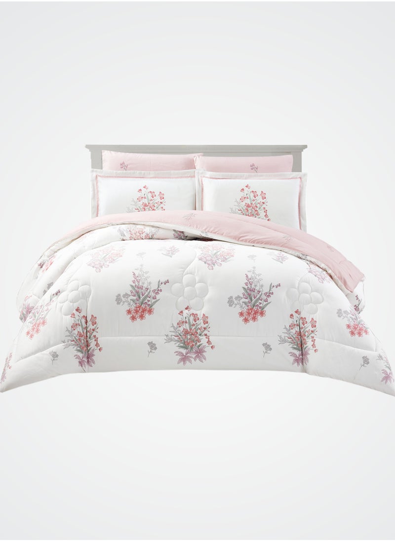 Donetella Bedding Comforter Set King Size, 6-Pcs Bed Set Fits 200x200 Cms -Printed Bedding Set-All Season- Brushed Microfiber (طقم مفرش سرير فندقي)  - Image 1