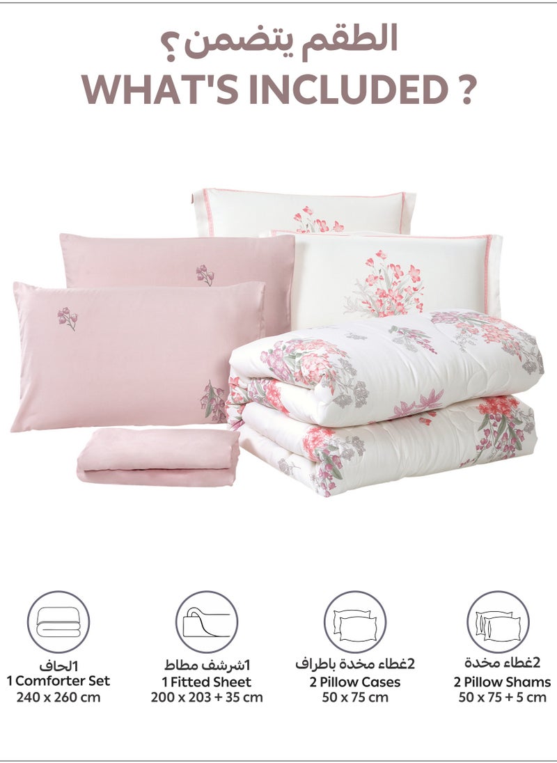 Donetella Bedding Comforter Set King Size, 6-Pcs Bed Set Fits 200x200 Cms -Printed Bedding Set-All Season- Brushed Microfiber (طقم مفرش سرير فندقي)  - Image 5