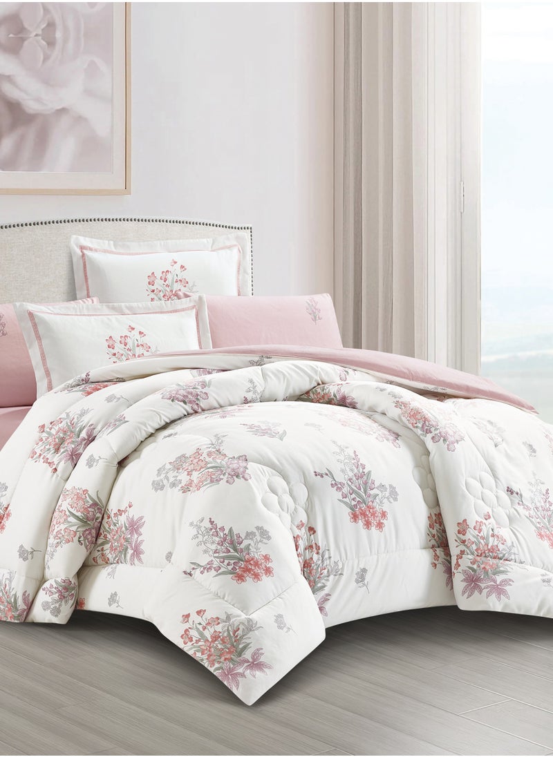 Donetella Bedding Comforter Set King Size, 6-Pcs Bed Set Fits 200x200 Cms -Printed Bedding Set-All Season- Brushed Microfiber (طقم مفرش سرير فندقي)  - Image 2