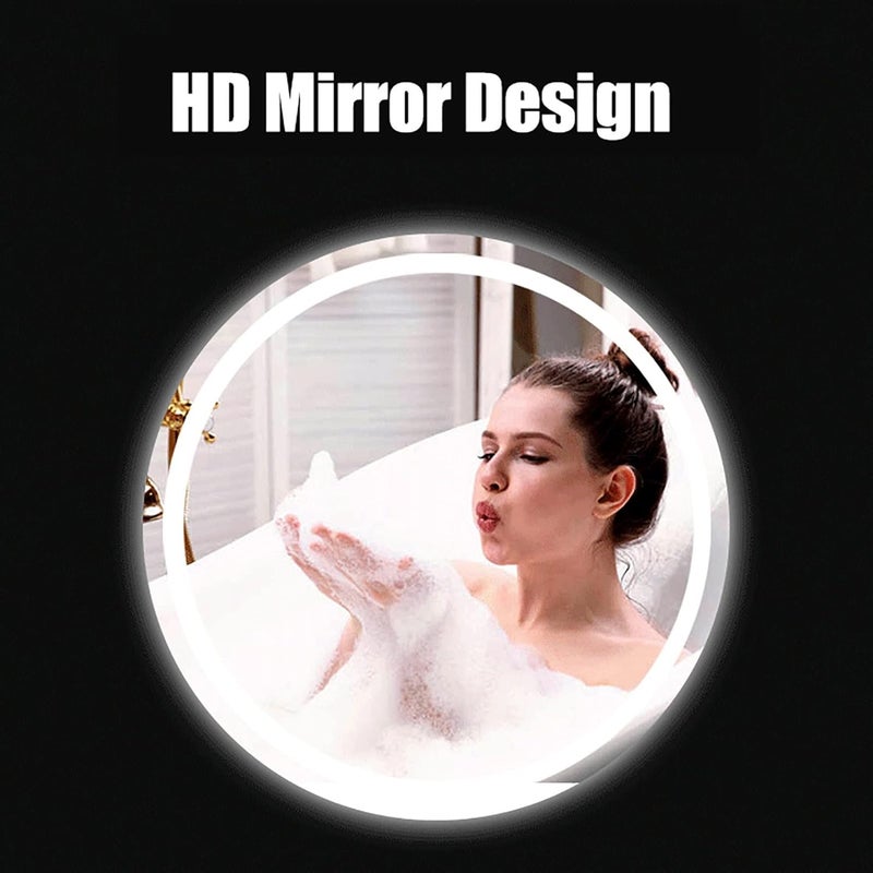 Wall-Mounted Mirror Circle Hanging Make Up Mirror Dimmable Lighted Wall Mirror with LED Lights, Best for Living Room, Bedroom, Bathroom, Washroom, Vanity - Image 4