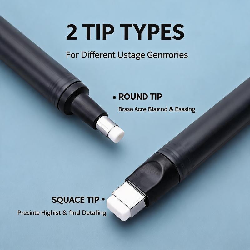 Eraser Pen: Push-Type Eraser, 4B Soft Dust-Free Compound, Precision Tip, Sharpen-Free Advancing Mechanism - Comfortable Ergonomic Grip, 4 Pens With 12 Square Round Cores, White + Black, For Artists St - Image 4