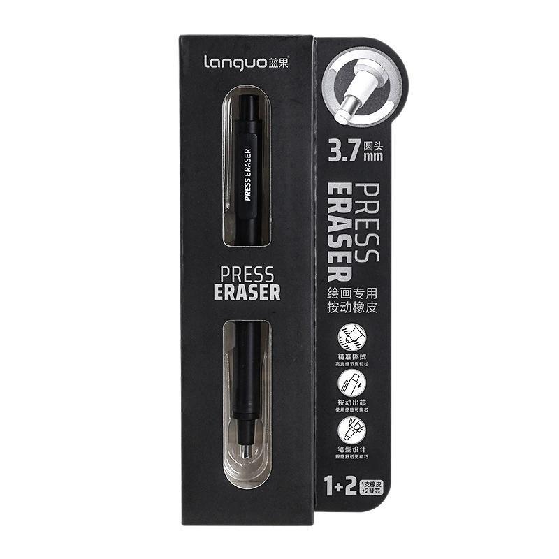 Eraser Pen: Push-Type Eraser, 4B Soft Dust-Free Compound, Precision Tip, Sharpen-Free Advancing Mechanism - Comfortable Ergonomic Grip, 4 Pens With 12 Square Round Cores, White + Black, For Artists St - Image 2