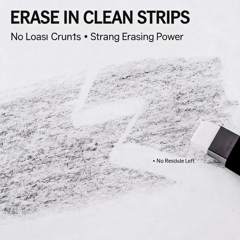 Eraser Pen: Push-Type Eraser, 4B Soft Dust-Free Compound, Precision Tip, Sharpen-Free Advancing Mechanism - Comfortable Ergonomic Grip, 4 Pens With 12 Square Round Cores, White + Black, For Artists St - Image 5