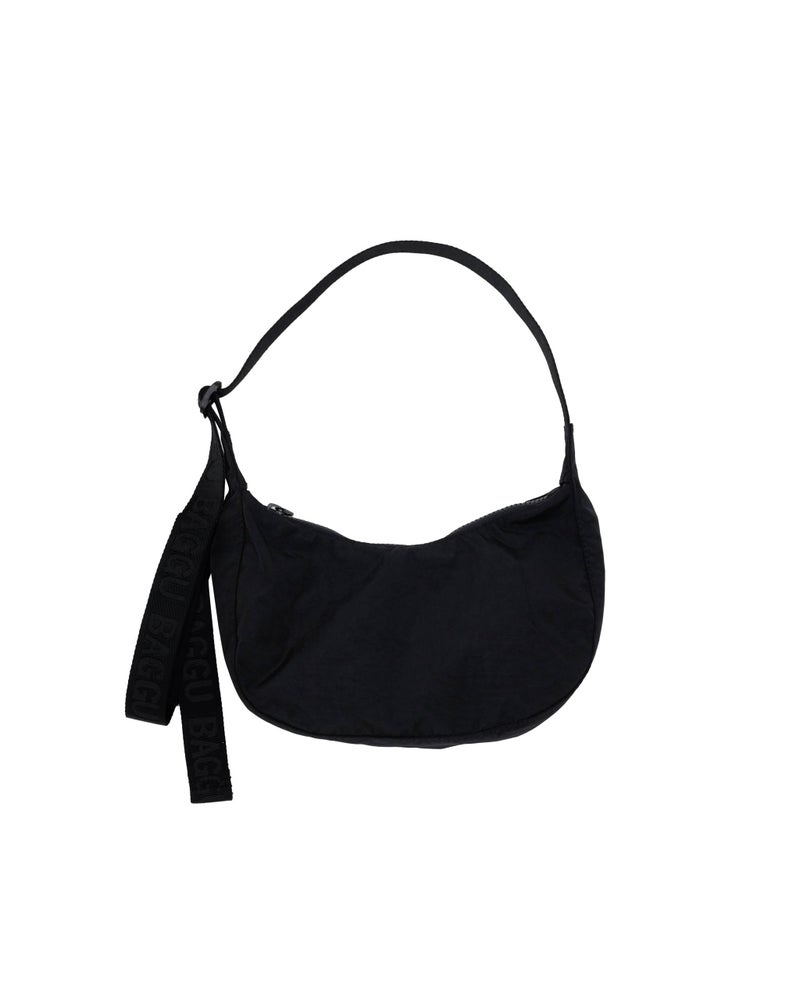 BAGGU Small Nylon Crescent Bag - Black - Image 3