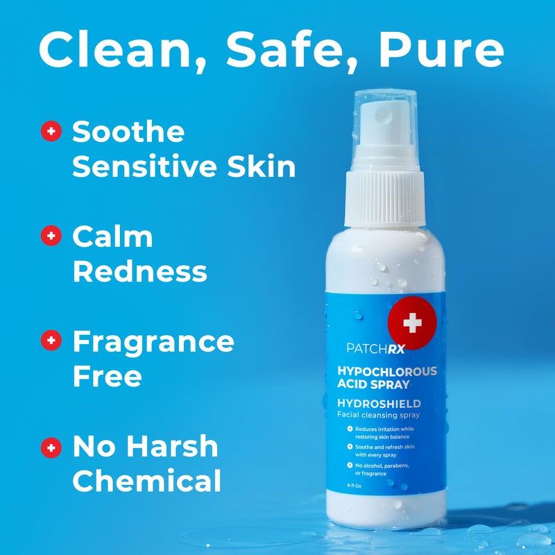 PatchRx Hypochlorous Acid Spray for Face (8oz, Reduces Acne), Targets Bacteria - HOCL Facial Cleanser Acne Spray for Face, Body, Eczema, Pimples, Breakouts & Overall Skin Recovery (Reduces Redness) - Image 4