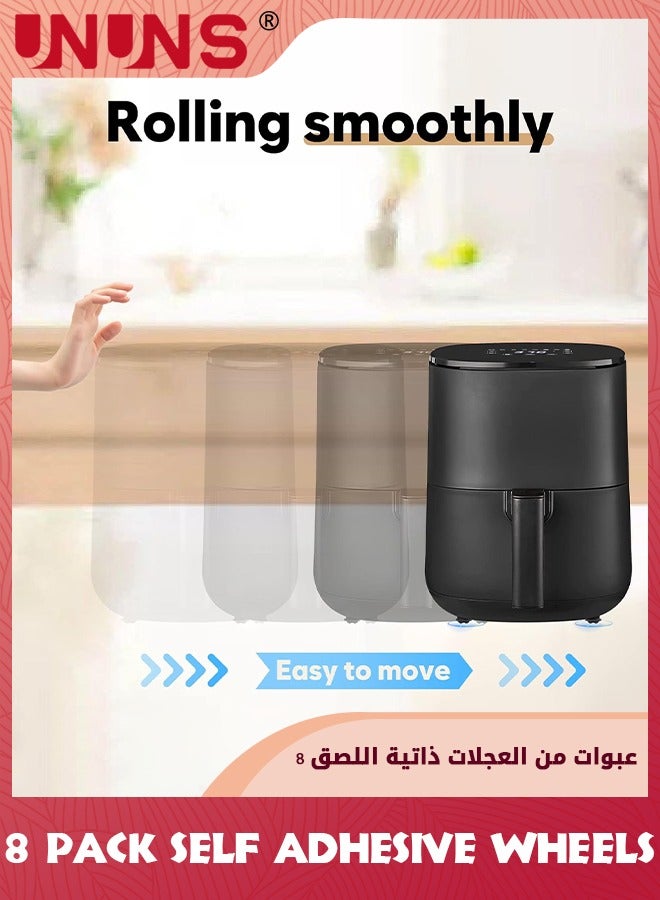 UNUNS 8pcs Self Adhesive Caster Wheels,Appliance Wheels Swivel Stainless Paste Universal Wheel,360 Degree Rotation Sticky Pulley For Kitchen Appliances - Image 4