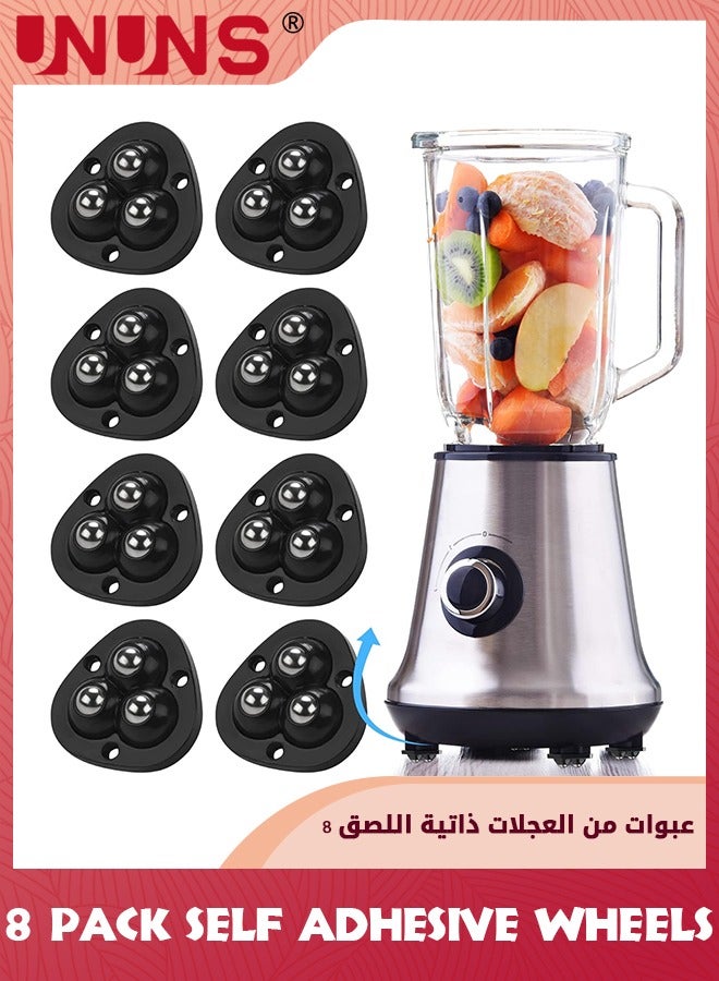 UNUNS 8pcs Self Adhesive Caster Wheels,Appliance Wheels Swivel Stainless Paste Universal Wheel,360 Degree Rotation Sticky Pulley For Kitchen Appliances - Image 1