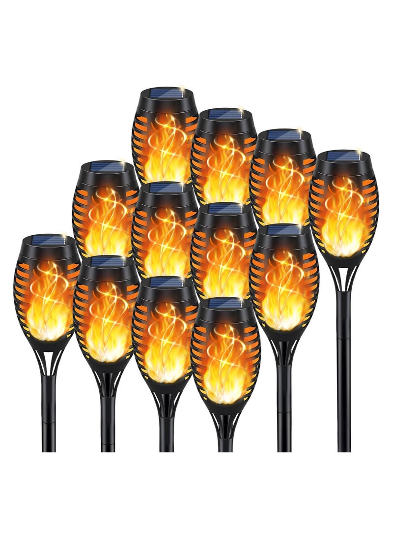 NANAO 12-Pack Solar Torches with Flickering Flame, Solar Lights Outdoor Waterproof, Garden Lights Solar Outdoor, LED Solar Powered Flame Lights for Outdoor Decorations for Yard Pathway Patio Lighting - Image 1