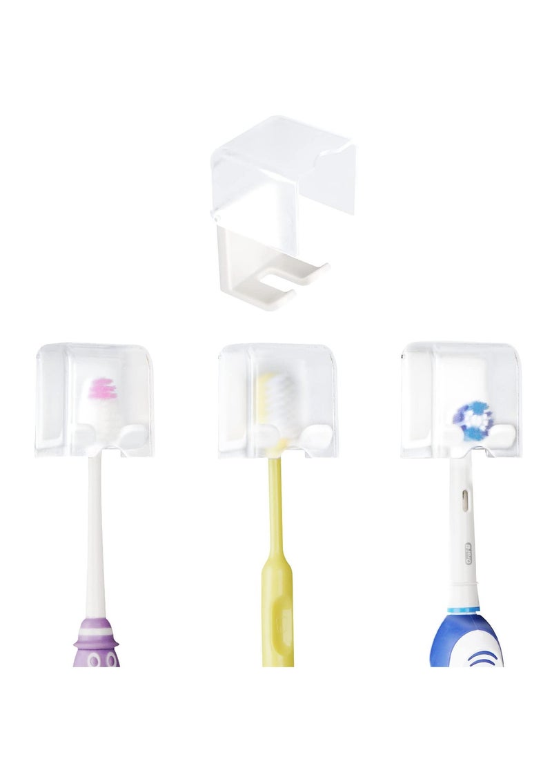 SYOSI 4 PCS Toothbrush Holder Wall Mounted with Cover, Self Adhesive Toothbrush Storage Organizer, Travel Toothbrush Head Covers Caps, Suitable for Travel, Camping, Bathroom, School - Image 1
