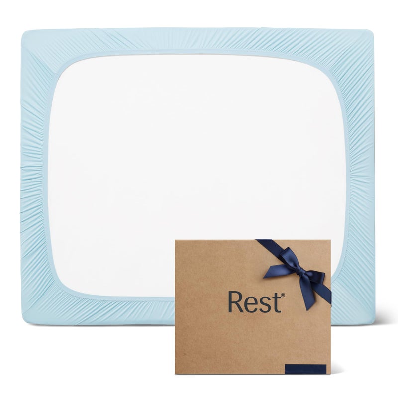 REST Evercool Fitted Sheet Full Size Light Blue 15 Deep up to 18 Breathable Bedding for Hot Sleeper and Night Sweats Bed Sheet with Ionic SelfCleaning Silver Yarn for Sensitive Skin