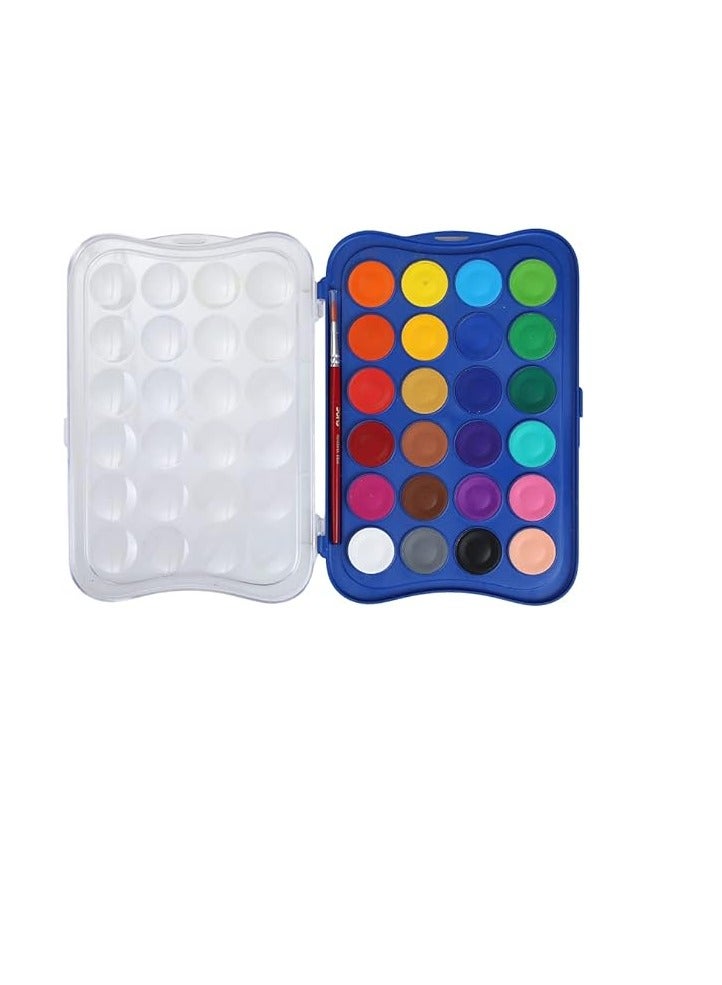 دومس كيك ألوان مائية درجة ممتازة 23 ملم من دومز للطلاب مع فرشاة - 24 لونًا - Image 2