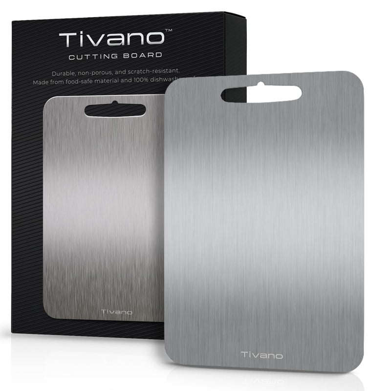 Tivano Original Tivano TitaniumShield Cutting Board 12x8 Metal Pro Ultra Durable Dishwasher Safe Heat Resistant Odor Stain Free Knife Friendly Non Toxic Kitchen Board 1 - Image 2