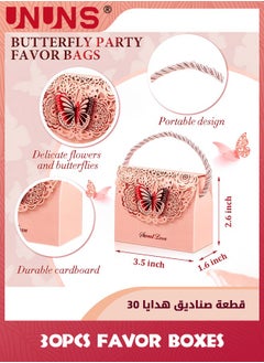 UNUNS 50 Pcs Butterflies Party Favor Boxes,Favor Bags Butterfly Goodie Bags Candy Boxes Party Favors Treat Boxes For Wedding,Birthday,Bridal Shower Party Gift Supplies,Pink  - Image 2