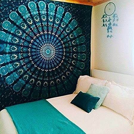 Textile art Cotton Magical Thinking Bedspread Wall Hanging 54 x 84 inches Multicolour