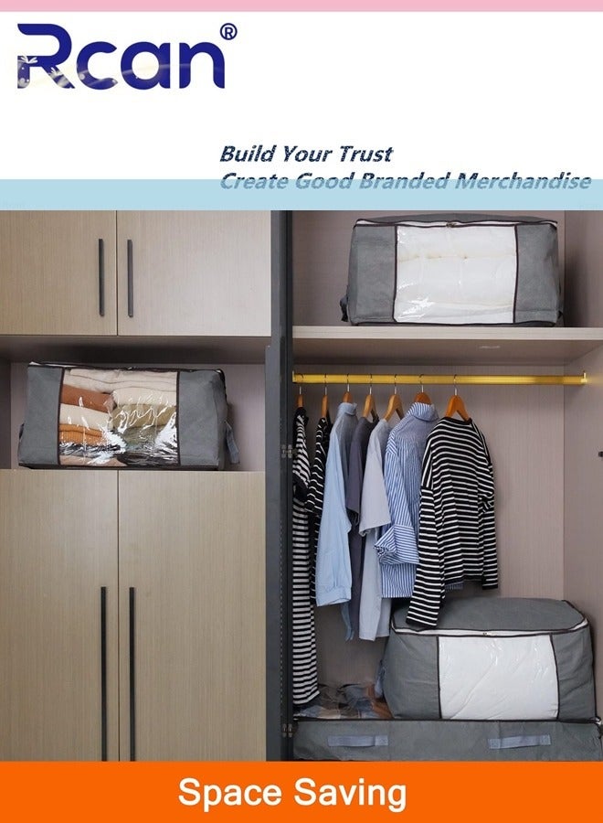 ركان 5 عبوات من أكياس تخزين الملابس سعة 90 لترًا، منظمات ملابس ذات سعة كبيرة مع مقابض معززة، قماش سميك قابل للتنفس، حاويات قابلة للطي تحت السرير لبطانية الفراش - Image 4