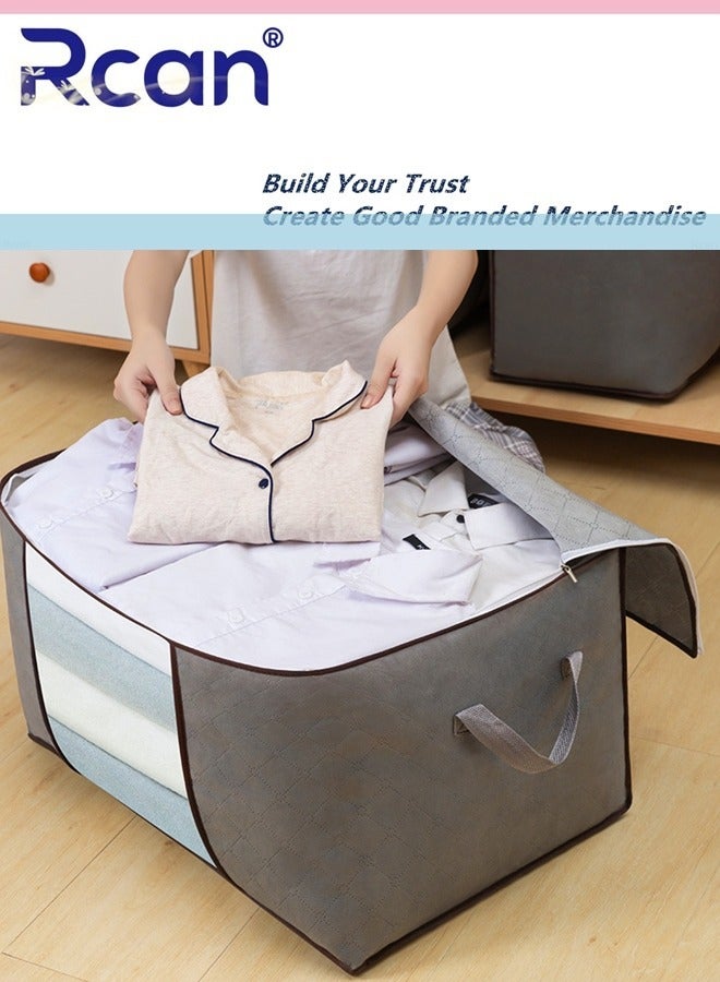ركان 5 عبوات من أكياس تخزين الملابس سعة 90 لترًا، منظمات ملابس ذات سعة كبيرة مع مقابض معززة، قماش سميك قابل للتنفس، حاويات قابلة للطي تحت السرير لبطانية الفراش - Image 2