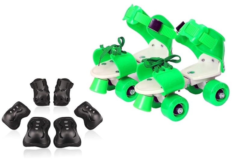 AUTHFORT Roller Skates for Girls Age Group 7-12 Years Adjustable Inline Skating Shoes with School Sport-Multi Colour (GRIN) - Image 1