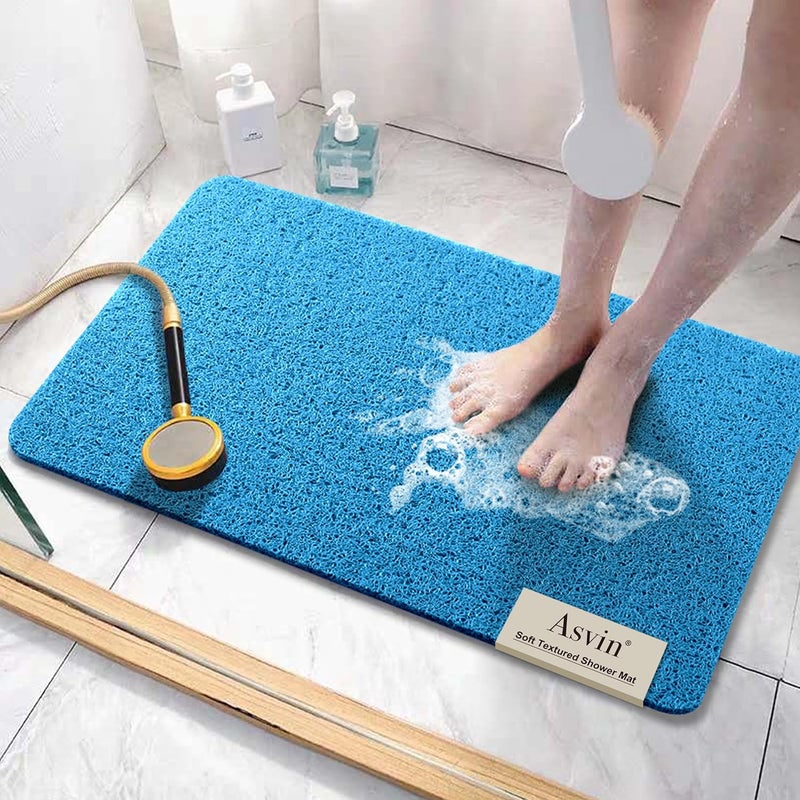 Asvin Soft Textured Bath, Shower, Tub Mat, 24x32 Inch, Phthalate Free, Non Slip Comfort Bathtub Mats with Drain, PVC Loofah Bathroom Mats for Wet Areas, Quick Drying - Image 1