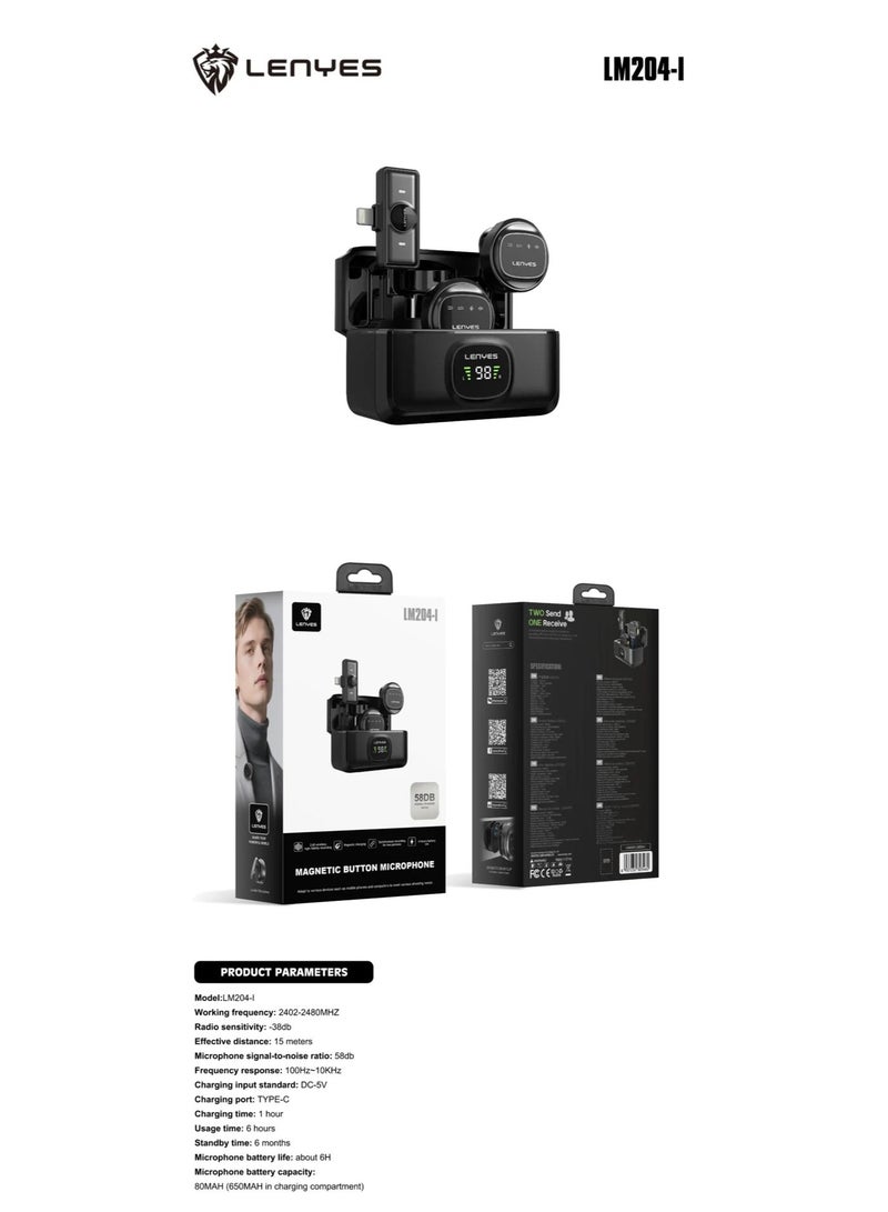 Lenyes LM204-I Dual Wireless Lavalier Microphone for iPhone with Intelligent Noise Cancellation - Image 3