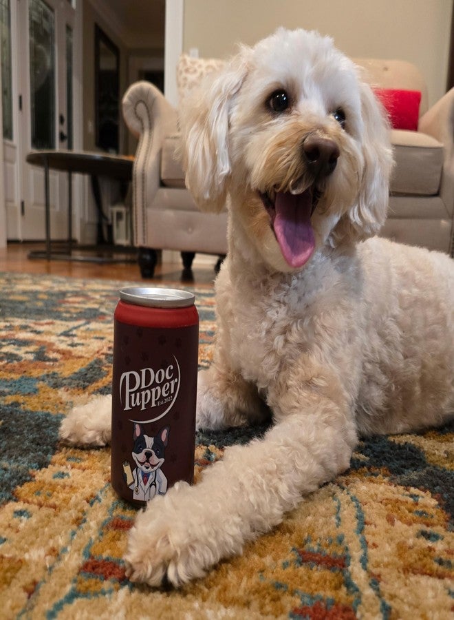 SPOT Fun Beverages Doc Pupper Can Vinyl Squeaker Toy for Small & Medium Dogs, Interactive & Chew-Friendly, Dr. Pepper Design, 4.5-Inch - Image 2