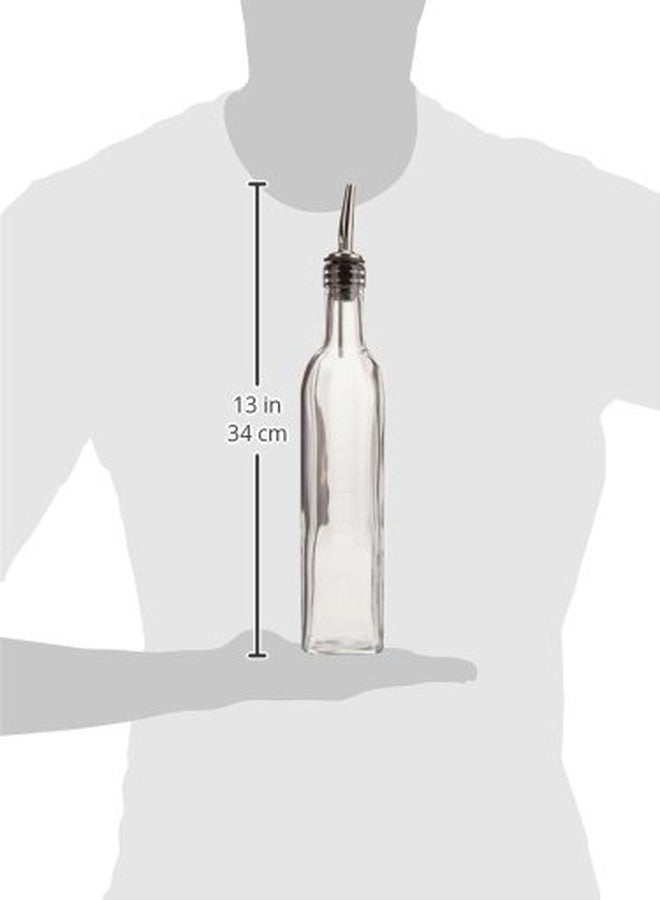Winco 16 Oz. (Ounce) Oil Vinegar Cruet, Square Tall Glass Bottle w/Stainless Steel Pourer Spout - Image 3