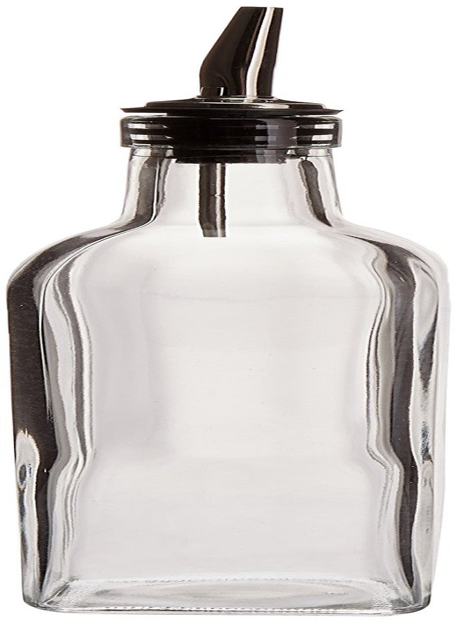 Winco 16 Oz. (Ounce) Oil Vinegar Cruet, Square Tall Glass Bottle w/Stainless Steel Pourer Spout - Image 1