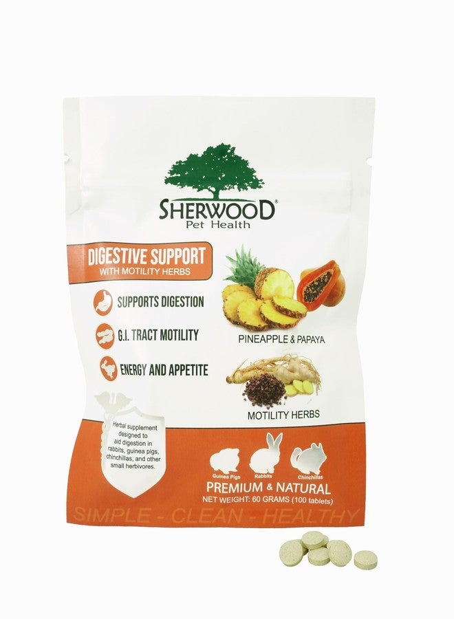 Sherwood Pet Health دعم الجهاز الهضمي، البابايا من شيروود بيت هيلث (100 قرص - 60 غرام). يحتوي على أعشاب طبيعية محفزة لحركة الأمعاء، تنظم الجهاز الهضمي، وتحسن ميكروبيوم الأمعاء، وتحفز الشهية. - Image 1