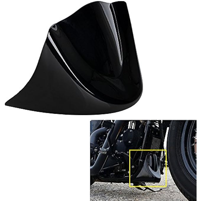 Astra Depot Glossy Black Lower Front Chin Spoiler Air Dam Fairing Windshield Mudguard Cover with Metal Bracket Compatible with 2006-17 Harley Dyna - Image 2