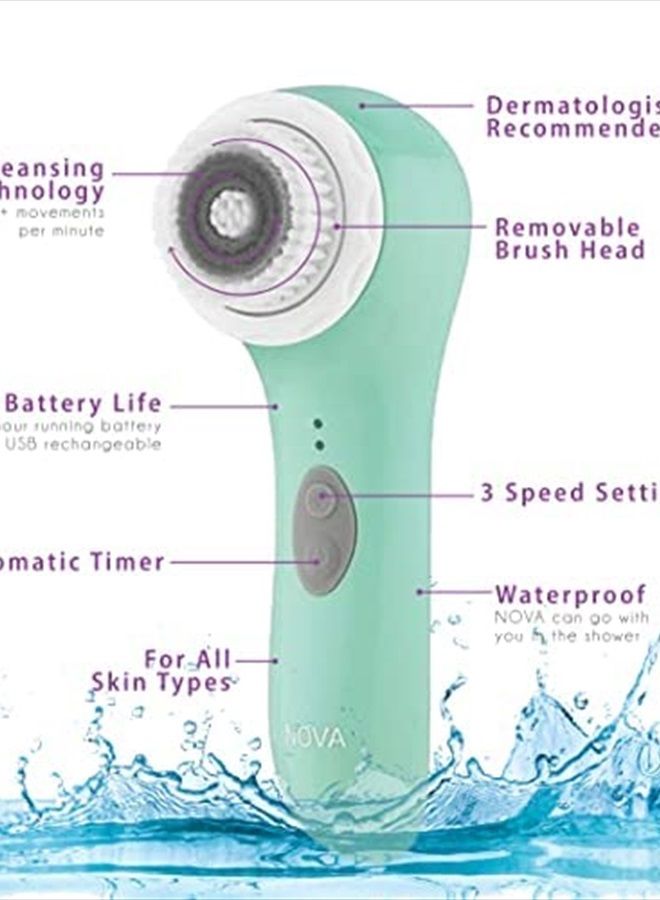 Spa Sciences - NOVA - Patented Sonic Facial Cleansing Brush & Exfoliating System (Not a Spin Brush) - All Skin Types - 3 Speeds - Waterproof - USB Rechargeable w/Charging Base - Image 5