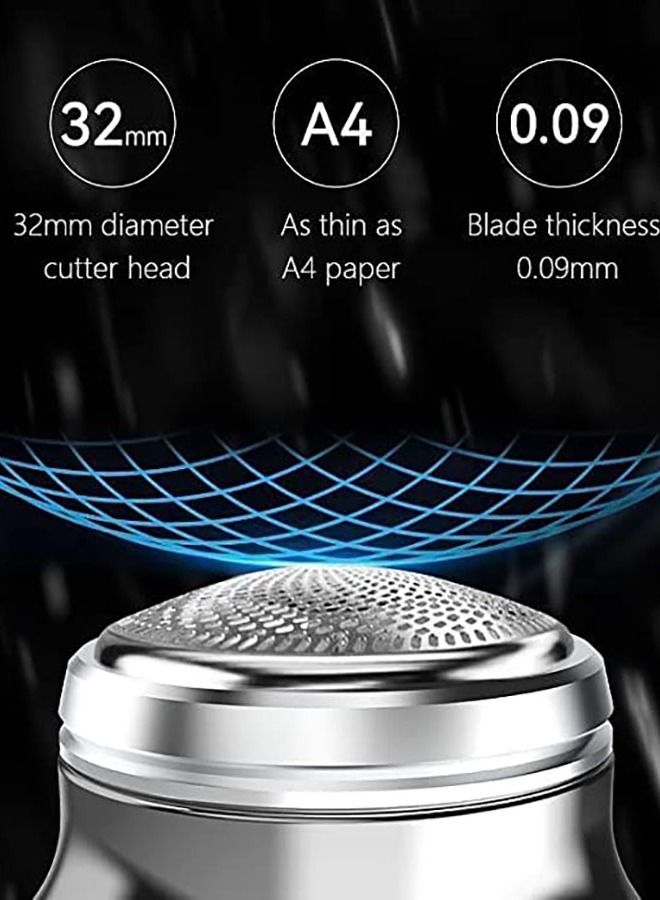 New small shaver miniature brushless electric shaver portable men's home mini beard knife ultra-long endurance automatic shaver upgraded 6-blade portable shaver USB charging (silver) - Image 4