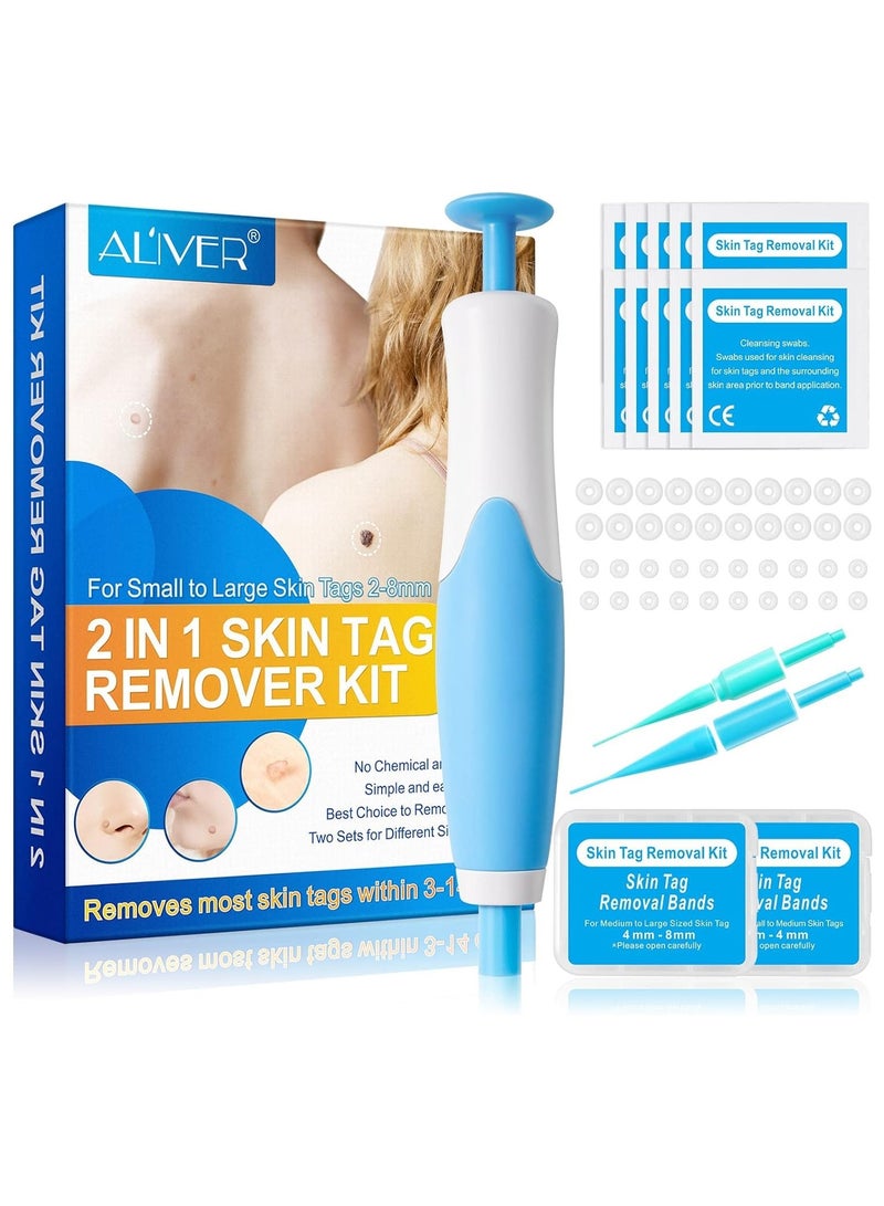 ALIVER Auto Skin Tag Removal Kit 2-in-1 Skin Wart Removal Device 2-8 mm for Face Remover, Wart Body Painless, Includes 20 Small Patches and 20 Large Patches - Image 1