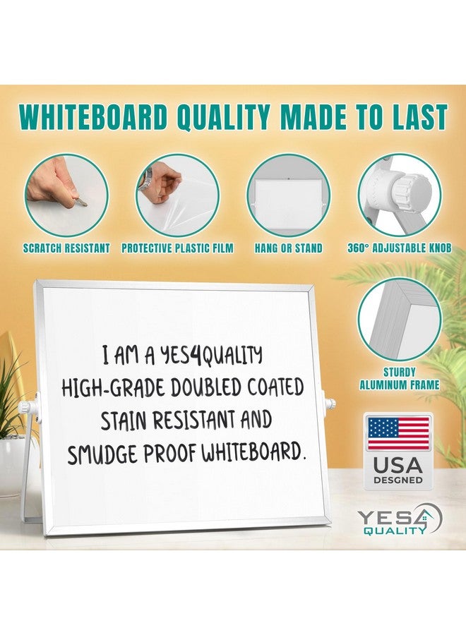YES4QUALITY Agnetic Whiteboard (16” X 12”) W/Non-Slip Stand, Portable Desktop White Board For Kids W/ 10 Markers, 4 Magnets & 1 Eraser, Double-Sided Writing For Students & Office Use By Yes4Quality - Image 3
