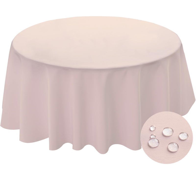BYDOLL مفرش طاولة BYDOLL دائري 60 بوصة، لون وردي فاتح، قابل للغسل، مقاوم للتجعد والبقع، مصنوع من البوليستر المقاوم للانسكاب، مناسب للطاولات المستديرة، والمهرجانات، والتخييم، والنزهات، وحفلات الزفاف. - Image 1
