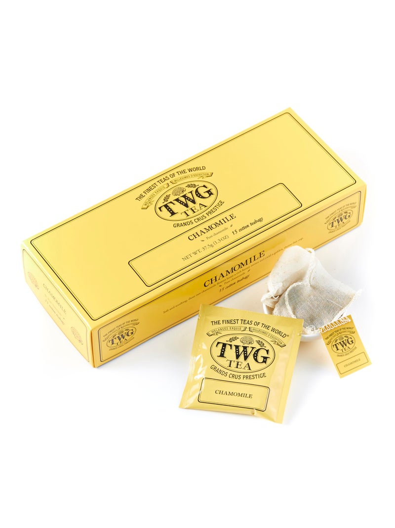 TWG Tea | Chamomile | Herbal Tea | Decaffeinated & Theine-Free | 15 Hand Sewn Cotton Teabags | Gift Set - Image 1