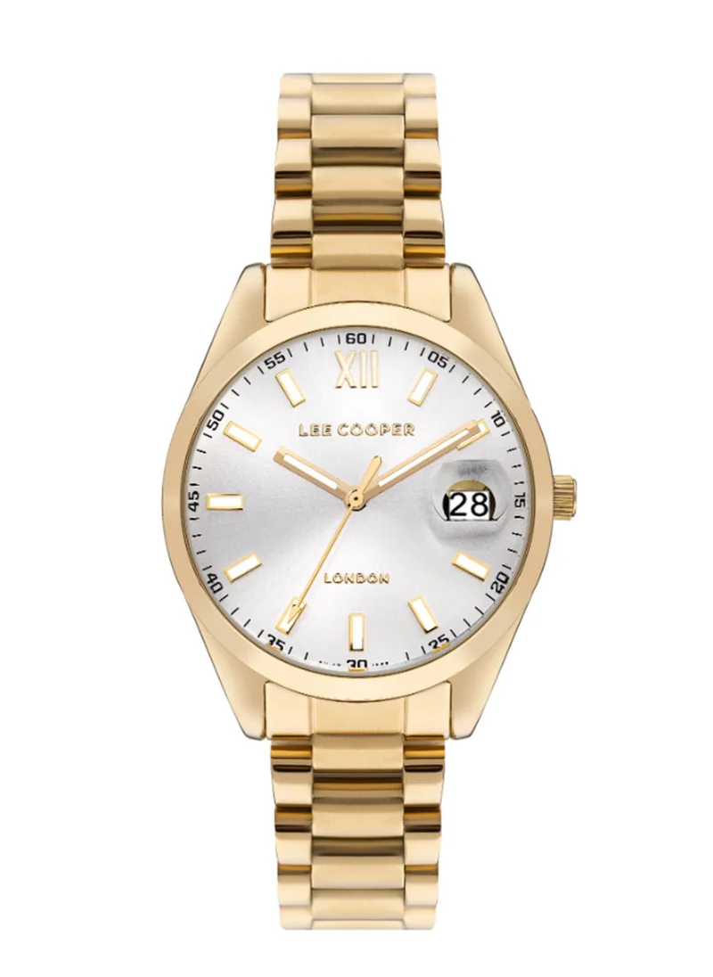 لي كوبر Lee Cooper Women's PC32A11 Movement Watch, Analog Display and Metal Strap - LC07827.130, Gold