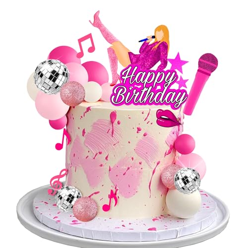 ZXSWEET 26 PCS Music Cake Toppers Pink Birthday Cake Topper and Disco Cake Topper for Music Birthday Decorations Supplies 1 - Image 1