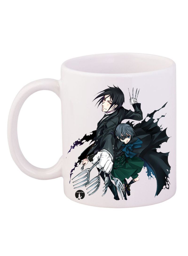 RKN Black Butler Printed Mug White/Black 12ounce