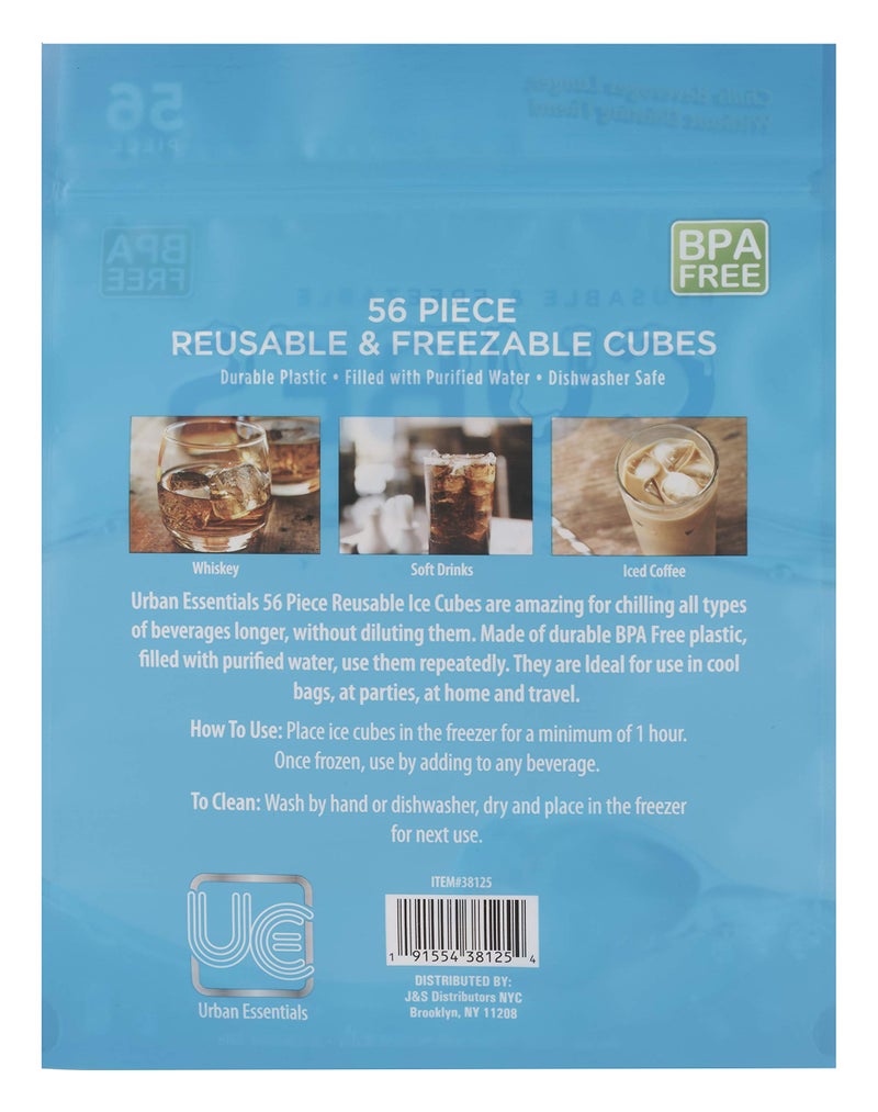 Urban Essentials Reusable Ice Cubes - Quick Freeze Colorful Plastic Square Ice cubes With Resealable Bag Assorted Colors Pack Of 56 - Image 5
