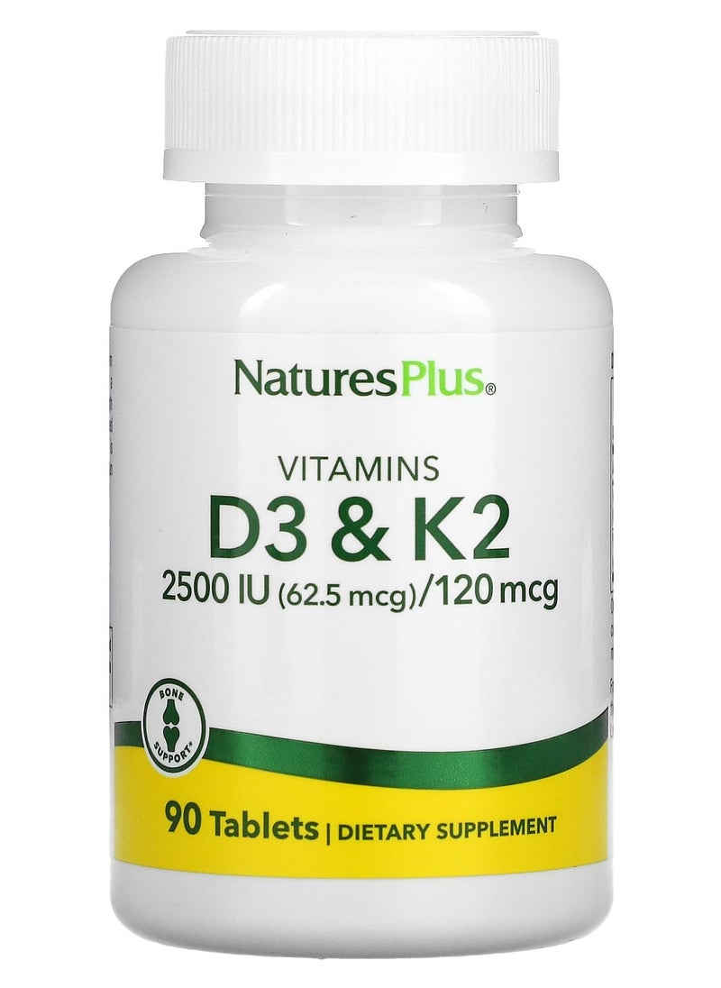 NaturesPlus Vitamins D3 & K2, 90 Tablets 