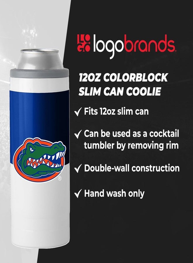 Logo Brands NCAA Florida Gators Colorblock 12oz SlimCan Coolie - Stainless Steel, Double-Wall Insulated, Removable Rim for Cocktail Tumbler Use - Image 4