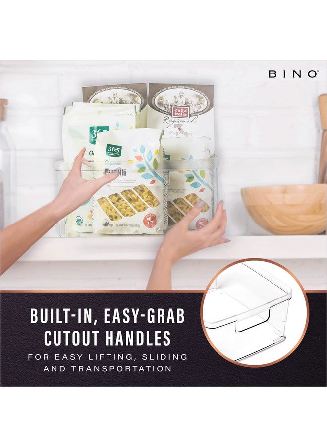 BINO | Plastic Storage Bins, Square - 3 Pack | THE LUCID COLLECTION | Multi-Use Bins | Built-In Handles | BPA-Free | Clear Containers | Fridge Organizer | Pantry & Home Organization - Image 3