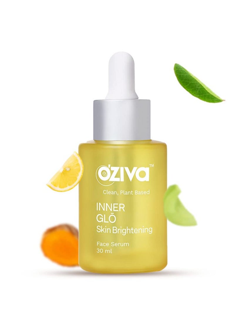 OZiva Inner Glo Skin Brightening Face Serum, Skin Brightening Serum For Even Tone & Increased Radiance With Phyto Vitamin C, Rosehip Oil & Saffron, Face Serum For All Skin Types, 30ml - Image 1