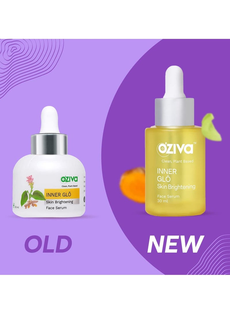 OZiva Inner Glo Skin Brightening Face Serum, Skin Brightening Serum For Even Tone & Increased Radiance With Phyto Vitamin C, Rosehip Oil & Saffron, Face Serum For All Skin Types, 30ml - Image 2