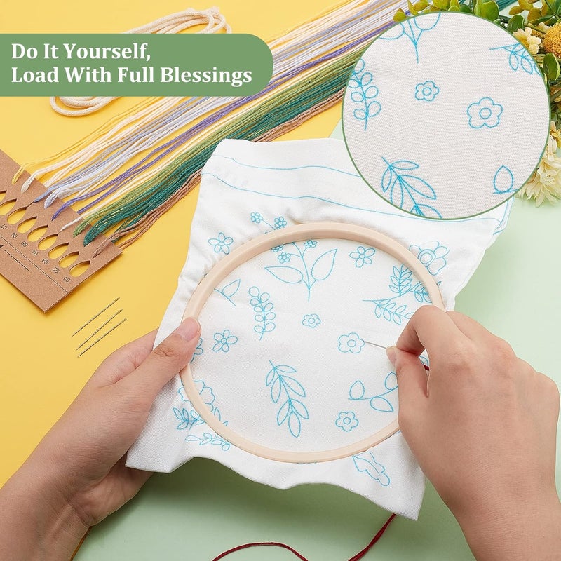 klarako DIY Canvas Drawstring Pouch Embroidery Kit, Gift Sachet Bags Cross Stitch Kit Flower Pattern Candy Gift Bags Making Kit DIY Needlepoint Sewing Craft Bag Starter Kit for Holidays Party - Image 5