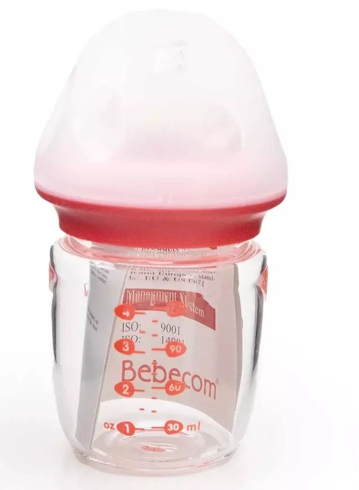 Bebecom Glass Feeding Bottle For Newborns 120ML Pink - Image 4